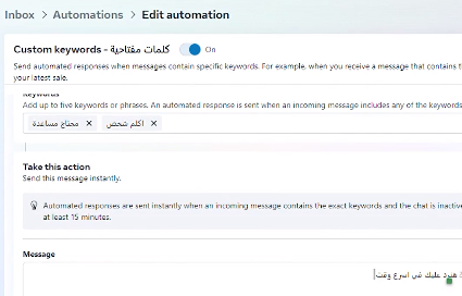 Meta business suite - Custom Keywords 2