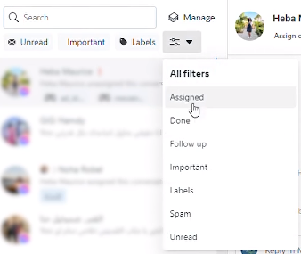 Meta business suite filter