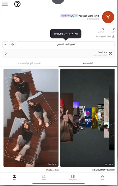 Capcut Interface - profile